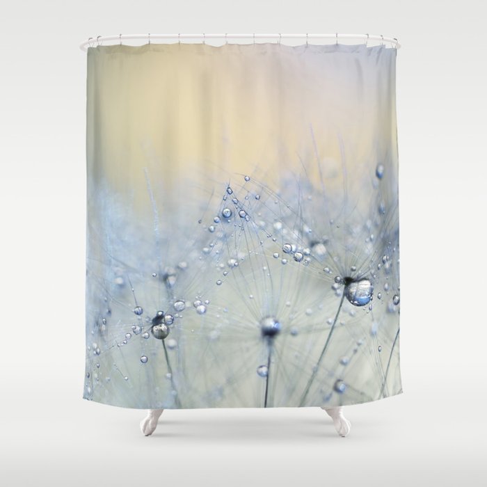Ice Blue Dandelion Flower Photography, Artistic Shower Curtains