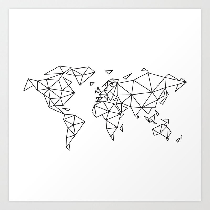 Geometric World Map Art Print By Illustree Society6 Geometric World Map Art Print By Illustree Society6