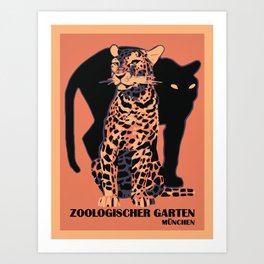 Retro vintage Munich Zoo big cats Kunstdrucke