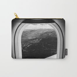 Window Seat // Scenic Mountain View from Airplane Wing // Snowcapped Landscape Photography Carry-All Pouch