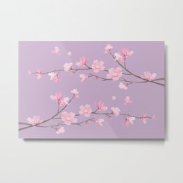 Cherry Blossom - Pale Purple Metal Print