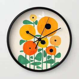 Sunflower and Bee Wall Clock