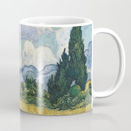 Wheat Field with Cypresses by Vincent van Gogh Farmhouse Aesthetic Blue Emerald Green Golden Yellow Coffee Mug