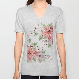 Poinsettia 2 V Neck T Shirt