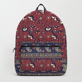 Indian floral with pasley - Red grena and Gold Backpack