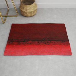 Deep Ruby Red Ombre with Geometrical Patterns Rug