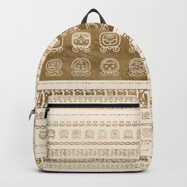 Maya Calendar Glyphs gold on pastel beige Backpack