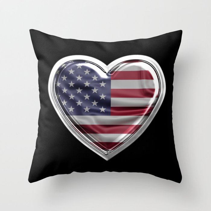 America Heart American Flag Design Gift For Usa Patriots Throw Pillow By Sujvil Society6