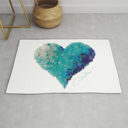 LOVE Sea Glass Heart AQUA Valentines Day Gift - Donald Verger Valentine's Gifts Maine Fine Art Rug