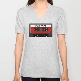 Red Mix Tape V Neck T Shirt