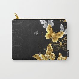 Gold and White Butterflies Carry-All Pouch