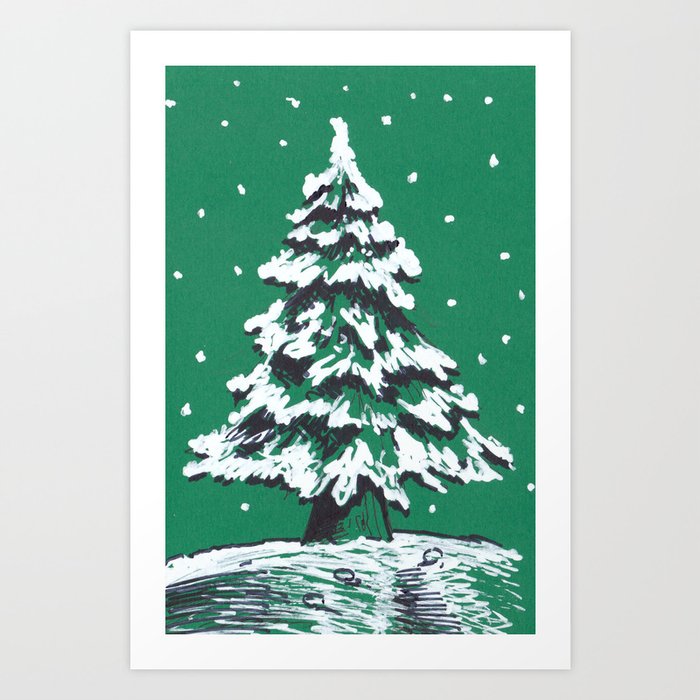 Snowy Christmas Tree Art Print By Iatridis Society6