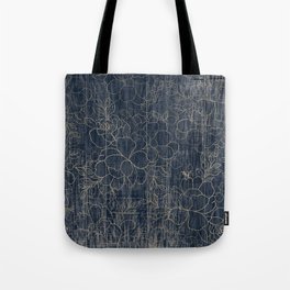 Rustic blue white wood gold floral Tote Bag