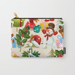 Christmas Layered Collage Pattern Carry-All Pouch