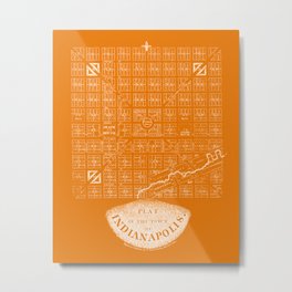 1821 Plat of the city of Indianapolis, orange Metal Print