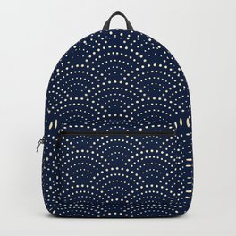 Japanese Blue Wave Seigaiha Indigo Super Moon Pattern Backpack