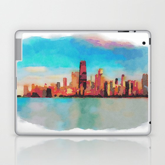 Wallpaper Chicago Skyline At Sunset Viewed From North Avenue Beach Laptop For Android Free
