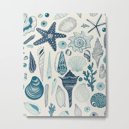 Sea shells on off white Metal Print