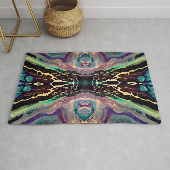 Purple Abstract Art Design Fluid Acrylics Rug By