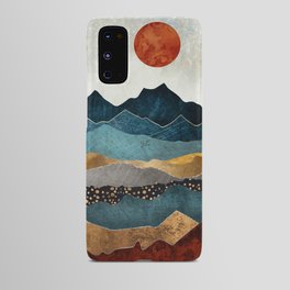 Amber Dusk Android Case | Hills, Mountains, Blue, Orange, Gold, Digital, Copper, Nature, Watercolor, Red 