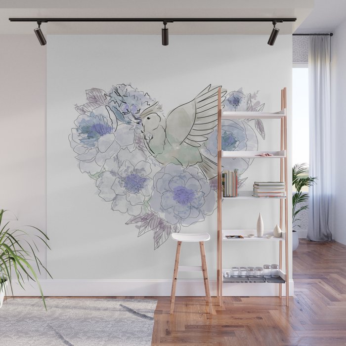 Loose Bird Of Paradise Blue Paradisebirds Floral Graphicdesign Birds Home Decor Wall Mural By Totalflora Society6 Domenik сервиз domenik paradise bird парадайз бэрд, 19 предм. society6