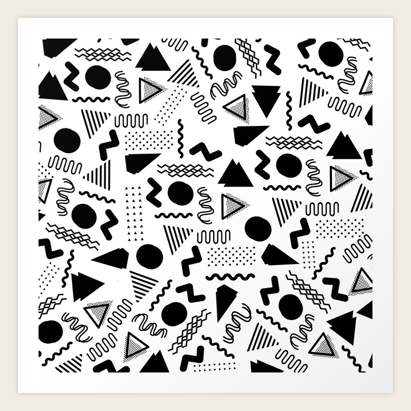 Retro Abstract Geometrical Black White 80 S Pattern Art Print By