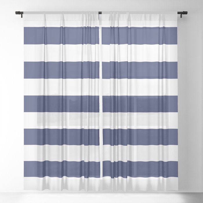 Navy Blue And White Stripes Sheer, White And Navy Striped Curtains