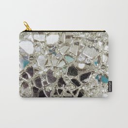 An Explosion of Sparkly Silver Glitter, Glass and Mirror Carry-All Pouch