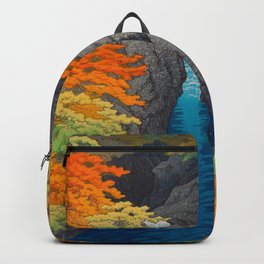 Azuma Gorge (Azuma-kyô) Japanese Woodblock Print Vintage Autumn Forest River Backpack
