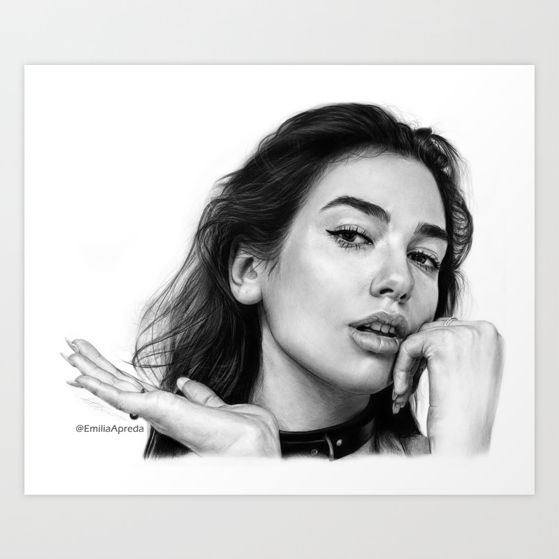 Dua Lipa Pencil Drawing Art Print By Emiliaapreda Society6