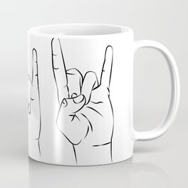 Set of 3 Prints Peace Sign Shaka OK printable wall art, hang loose hand gestures mahalo dude Coffee Mug
