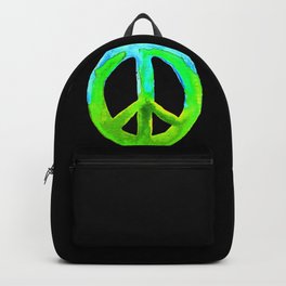 Turquoise Lime Watercolor Tie Dye Peace Sign Backpack