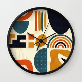 mid century shapes geometric abstract color 3 Wall Clock