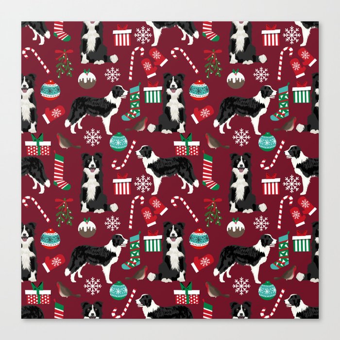 Border Collie Christmas Stockings Presents Holiday Candy Canes Dog Breed Pattern Canvas Print By Petfriendly Society6