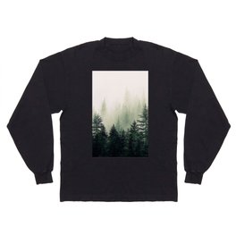 Foggy Pine Trees Langarmshirt | Curated, Nature, Color, Pinetrees, Digital Manipulation, Landscape, Forest, Popart, Graphicdesign, Foggy 