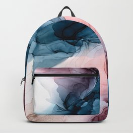 Pastel Plum, Deep Blue, Blush and Gold Abstract Painting Backpack