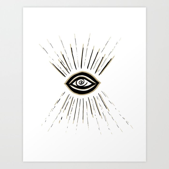 picture Evil Eye Line Drawing evil eye gold black on white 1 drawing decor art society6 art print by anitabellajantzart
