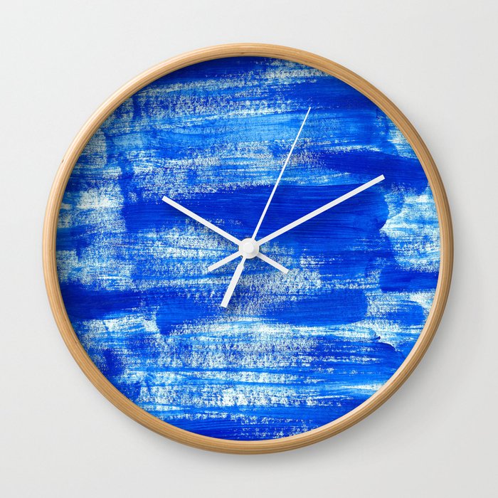Cool Calming Cobalt Blue Paint On White Wall Clock By Perrinlefeuvre Society6 Kitchen wall clocks blue color schemes something blue blue backgrounds deep blue cobalt blue numbers gifts home decor. cool calming cobalt blue paint on white wall clock by perrinlefeuvre