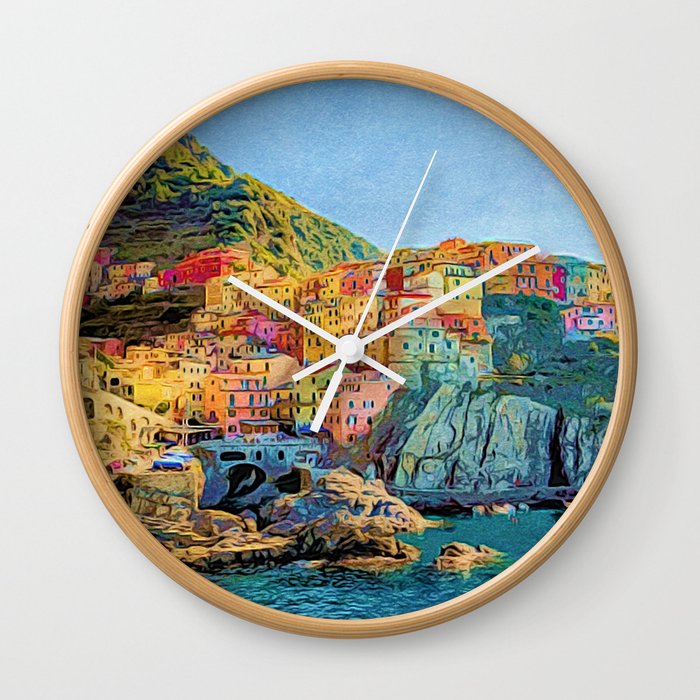 Cinque Terre Italy Painting Wall Clock By Rustytaylor Society6