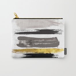 Gold and black art - Brush strokes - Modern Minimalist Carry-All Pouch