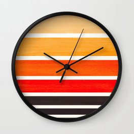 Orange Minimalist Mid Century Modern Color Fields Ombre Watercolor Staggered Squares Wall Clock