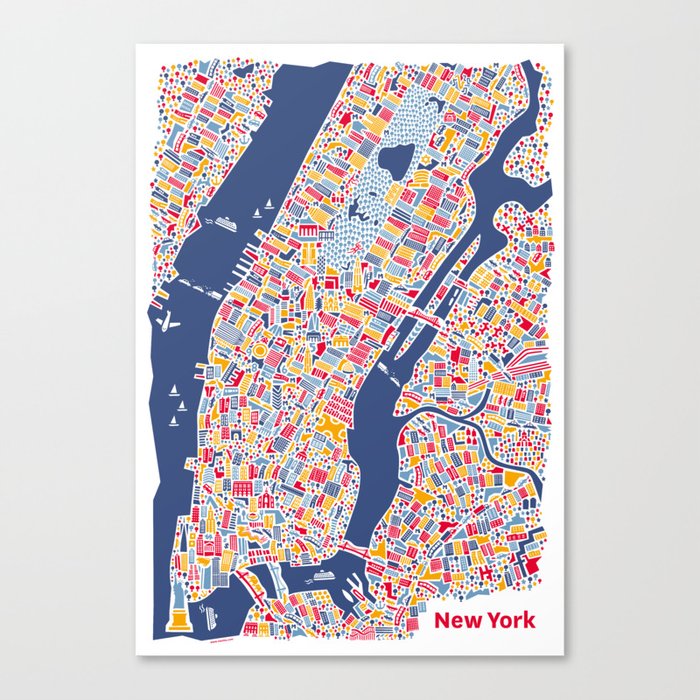 New York City Map Poster Canvas Print By Vianina Society6