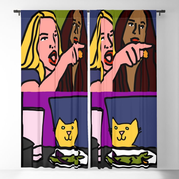 Woman Yelling At Cat Meme Yellow Cat Steps In For Smudge Blackout Curtain By Ellenhenryart Society6