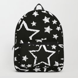 abstract seamless stars pattern. Grunge urban background in black and white colors. Silhouette repeated backdrop. Backpack
