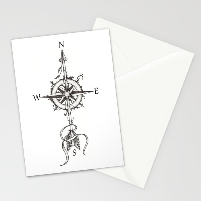 Compass With Arrow Tattoo Stule Stationery Cards By Beatrizxe Society6