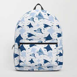 Blue stingrays // white background Backpack