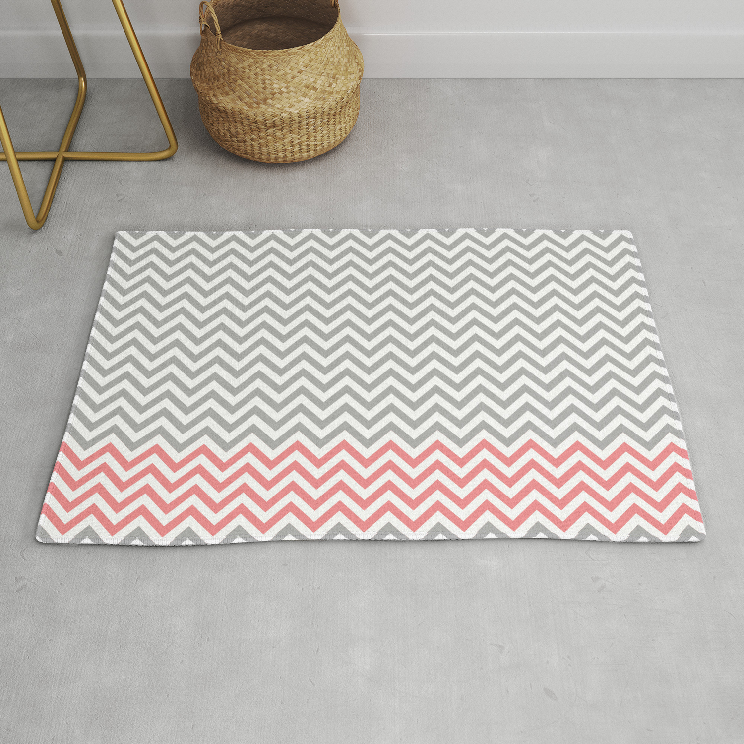 Grey Coral And White Chevron Rug By Joacreations Society6 19'2 × 28'9 (584 × 876 cm) the playful and charming modern tulu rug before your eyes is a variation on traditional turkish. society6