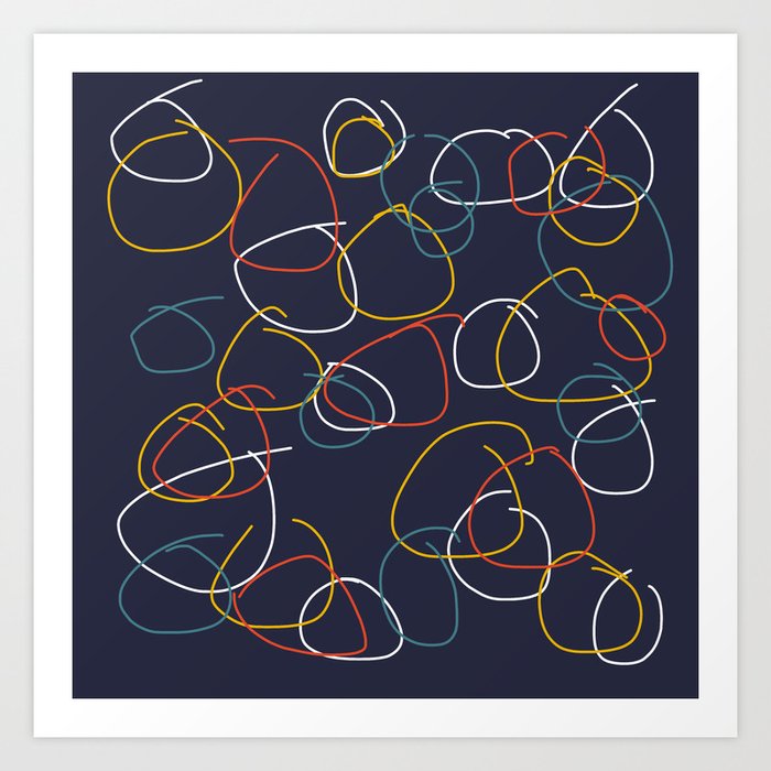 Dark Classic Abstract Minimal Retro Freehand Style Crooked Circles