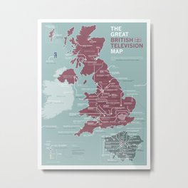 The Great British Television Map Metal Print | Anglophilia, Doctorwho, Map, Movies & TV, Brittv, Curated, Graphicdesign, London, British, Television 