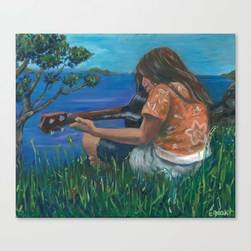 Playing Ukulele Canvas Print By Emiliegeant Society6
